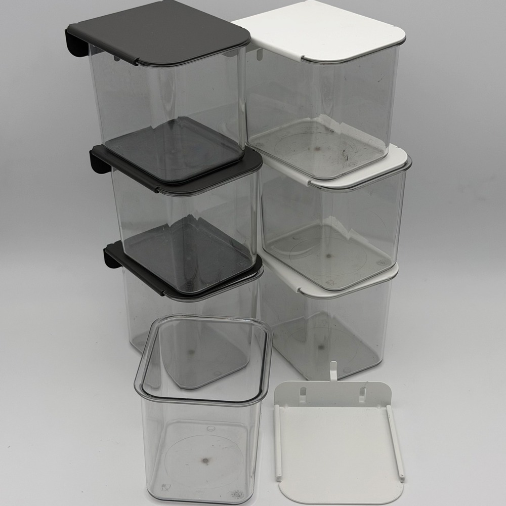 IKEA SKADIS Containers with Lids Pegboard Organizer Set Grey White 7pc Used